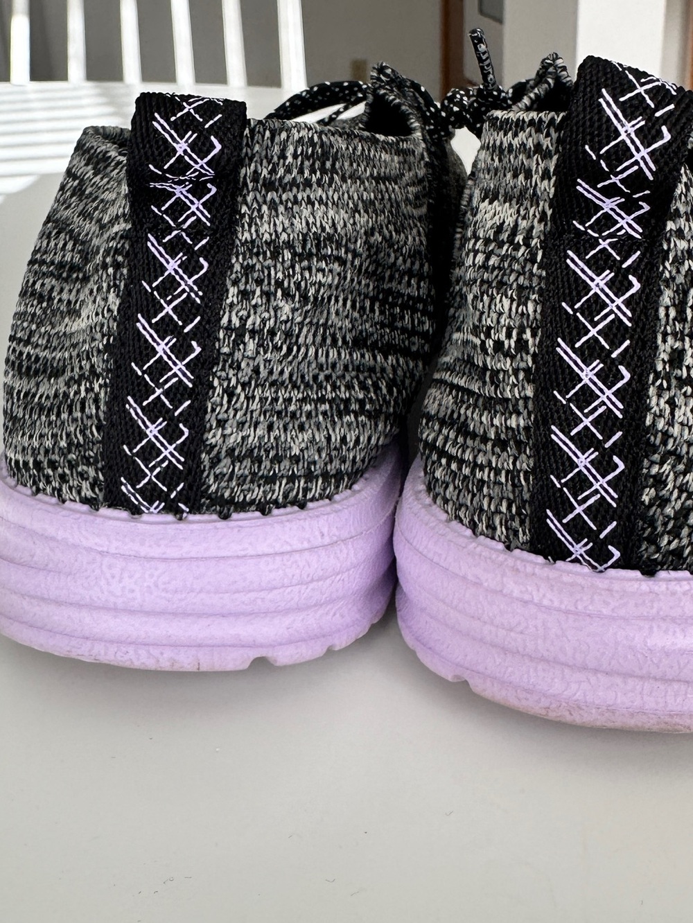 Hey Dude Women’s Knit Slip-On Loafers — Black and Gray/Lavender - Picture 4 of 8